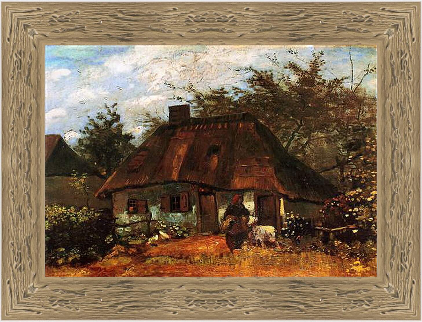 Картина в раме - Cottage and Woman with Goat. Винсент Ван Гог