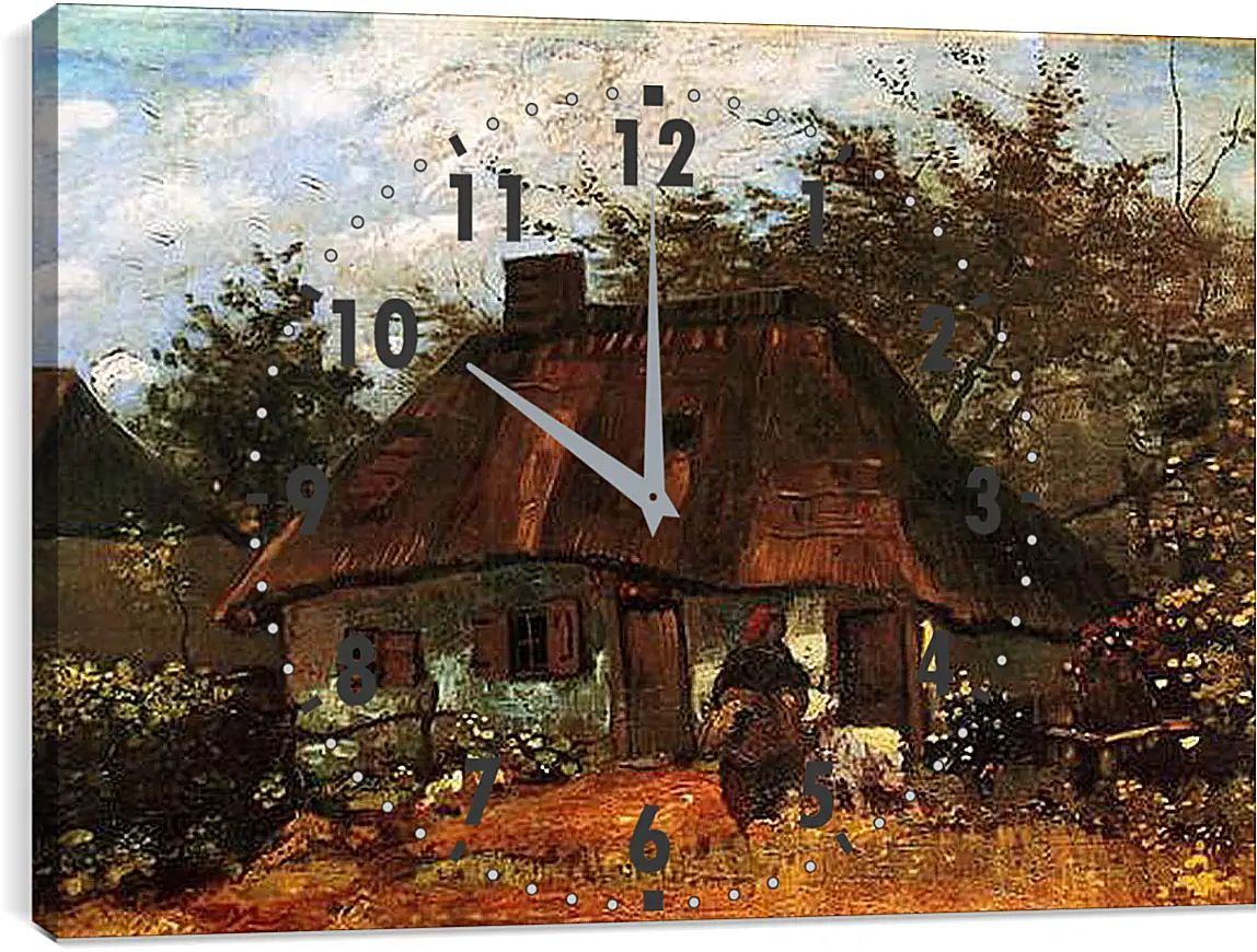 Часы картина - Cottage and Woman with Goat. Винсент Ван Гог