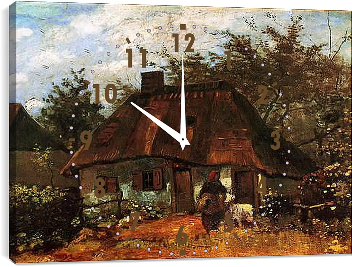 Часы картина - Cottage and Woman with Goat. Винсент Ван Гог