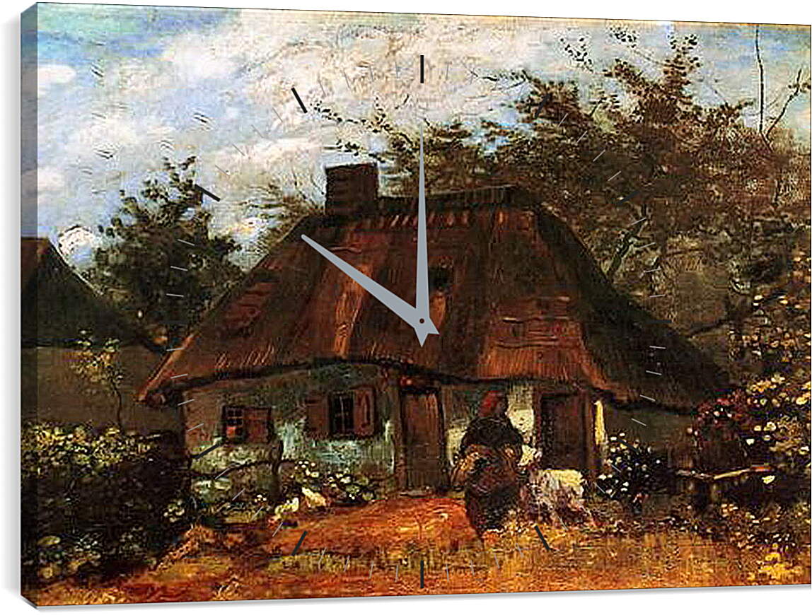 Часы картина - Cottage and Woman with Goat. Винсент Ван Гог