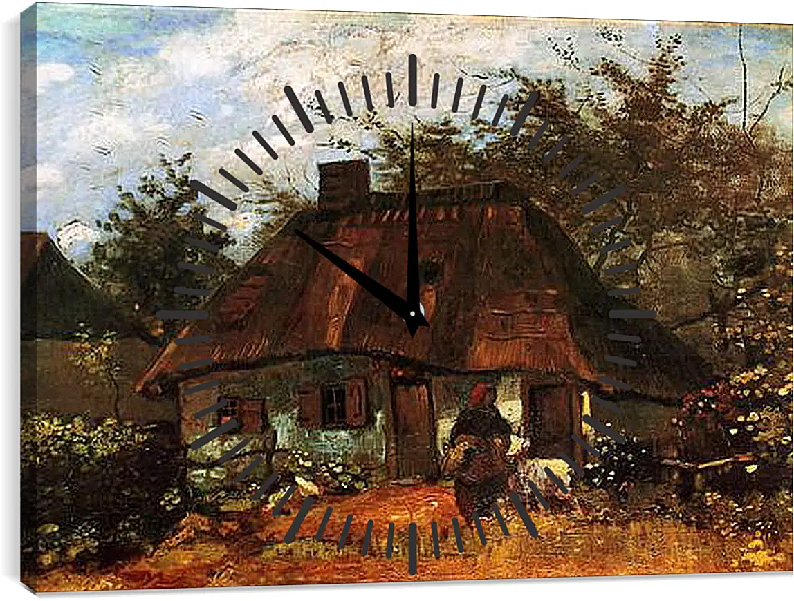 Часы картина - Cottage and Woman with Goat. Винсент Ван Гог