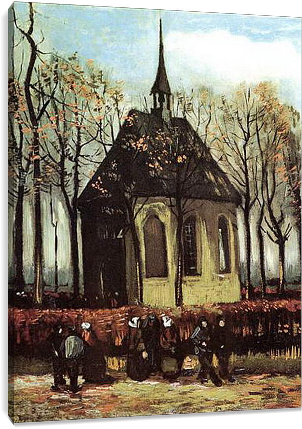 Постер и плакат - Congregation Leaving the Reformed Church in Nuenen. Винсент Ван Гог