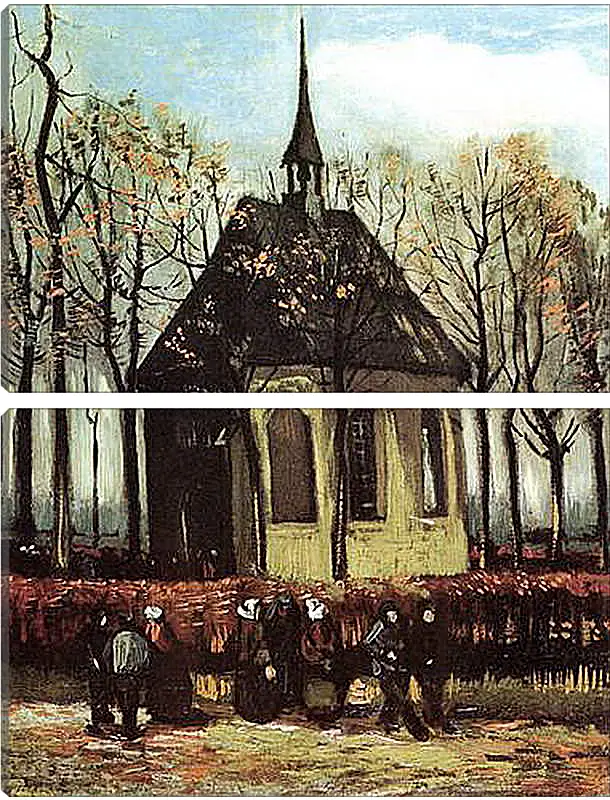 Модульная картина - Congregation Leaving the Reformed Church in Nuenen. Винсент Ван Гог