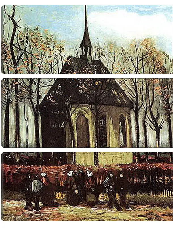 Модульная картина - Congregation Leaving the Reformed Church in Nuenen. Винсент Ван Гог