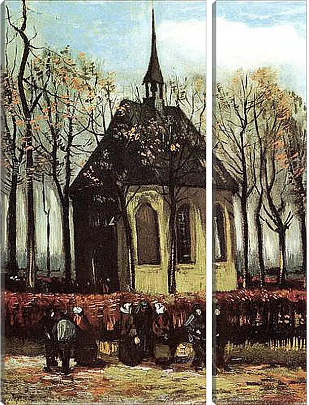 Модульная картина - Congregation Leaving the Reformed Church in Nuenen. Винсент Ван Гог