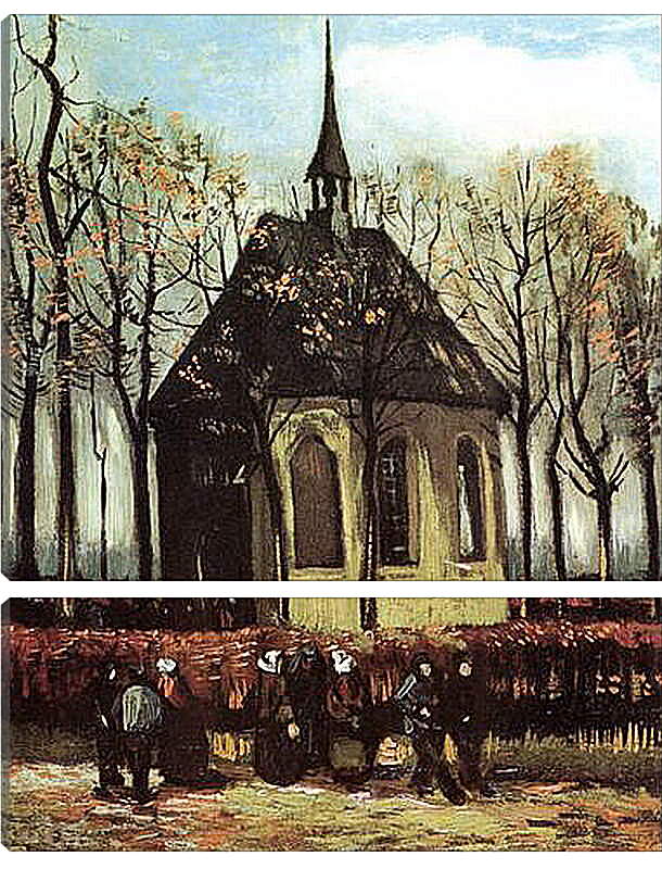 Модульная картина - Congregation Leaving the Reformed Church in Nuenen. Винсент Ван Гог