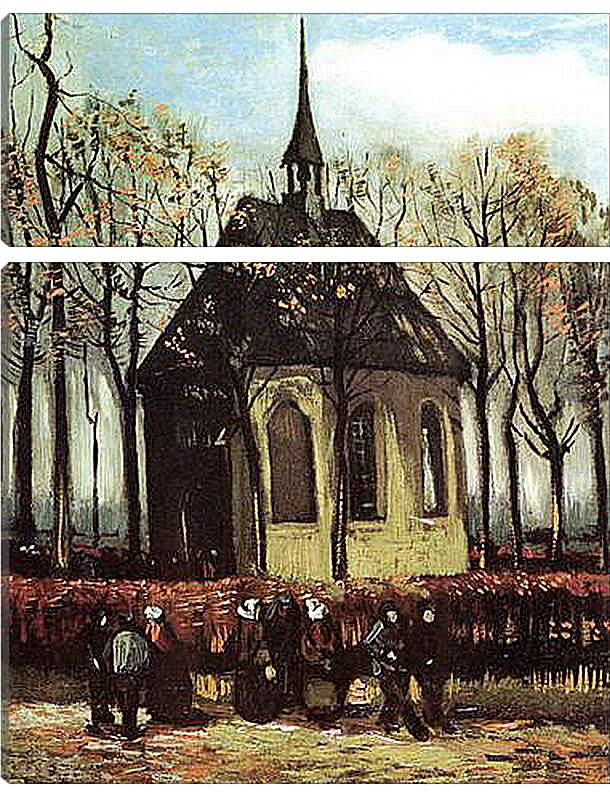 Модульная картина - Congregation Leaving the Reformed Church in Nuenen. Винсент Ван Гог
