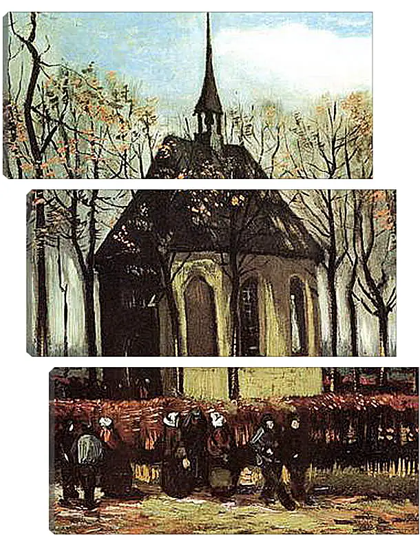 Модульная картина - Congregation Leaving the Reformed Church in Nuenen. Винсент Ван Гог