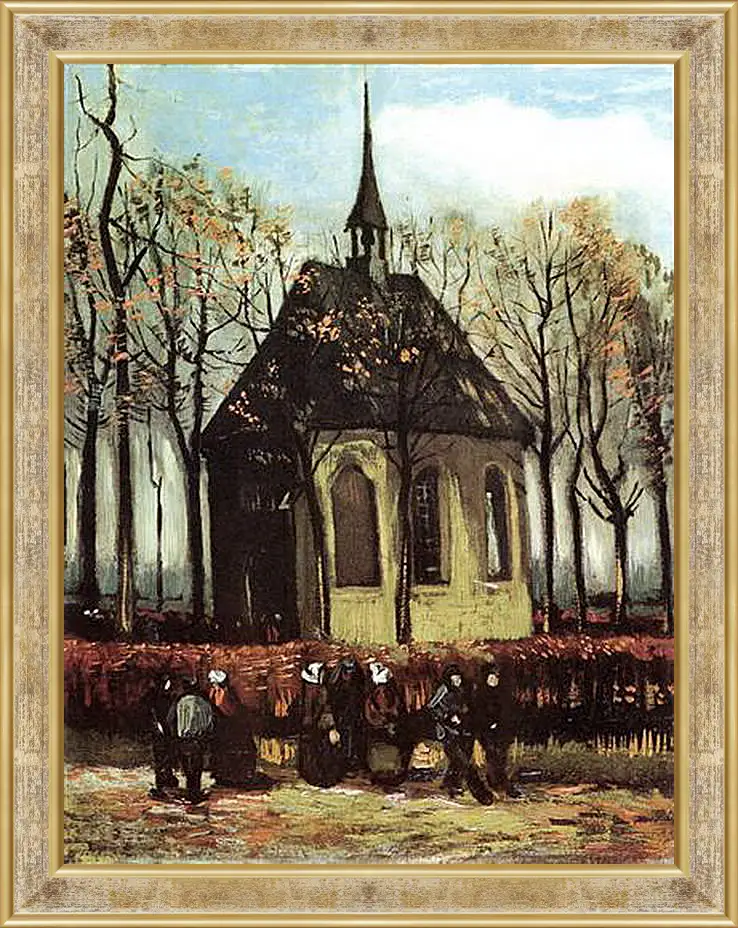 Картина в раме - Congregation Leaving the Reformed Church in Nuenen. Винсент Ван Гог