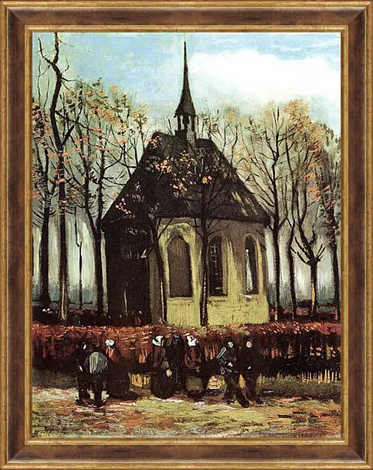 Картина в раме - Congregation Leaving the Reformed Church in Nuenen. Винсент Ван Гог