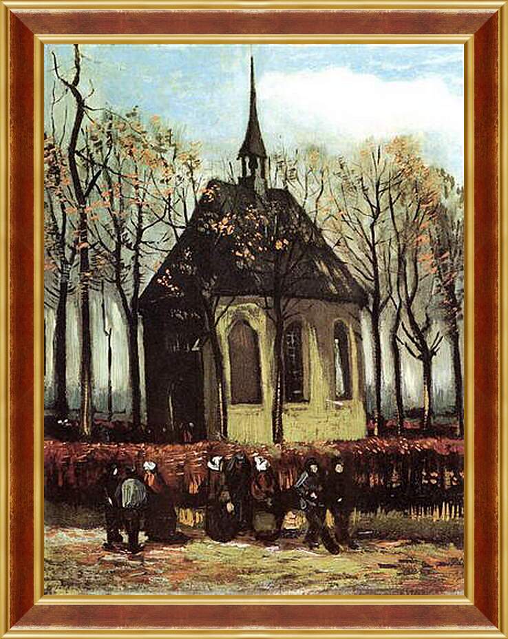 Картина в раме - Congregation Leaving the Reformed Church in Nuenen. Винсент Ван Гог