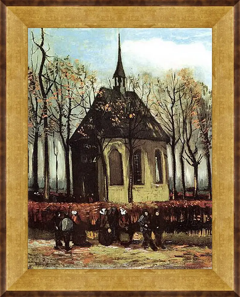 Картина в раме - Congregation Leaving the Reformed Church in Nuenen. Винсент Ван Гог