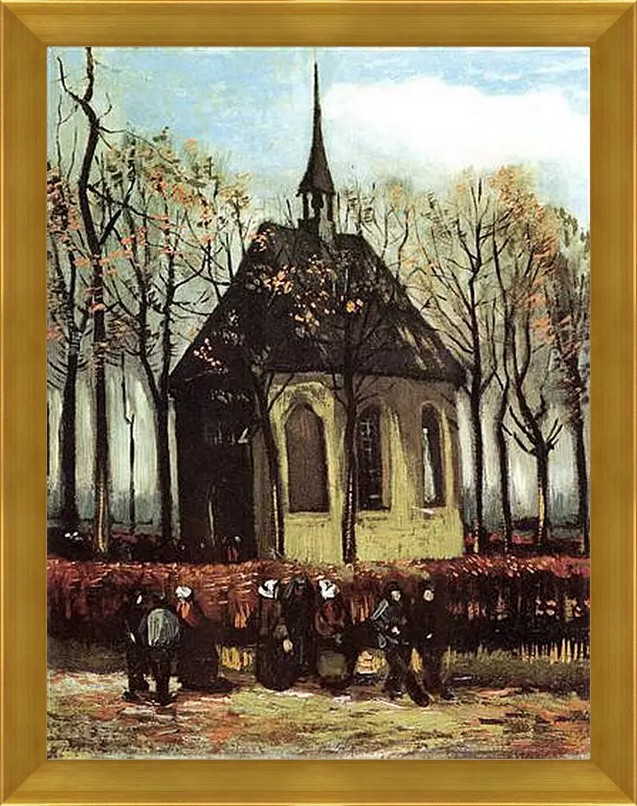 Картина в раме - Congregation Leaving the Reformed Church in Nuenen. Винсент Ван Гог