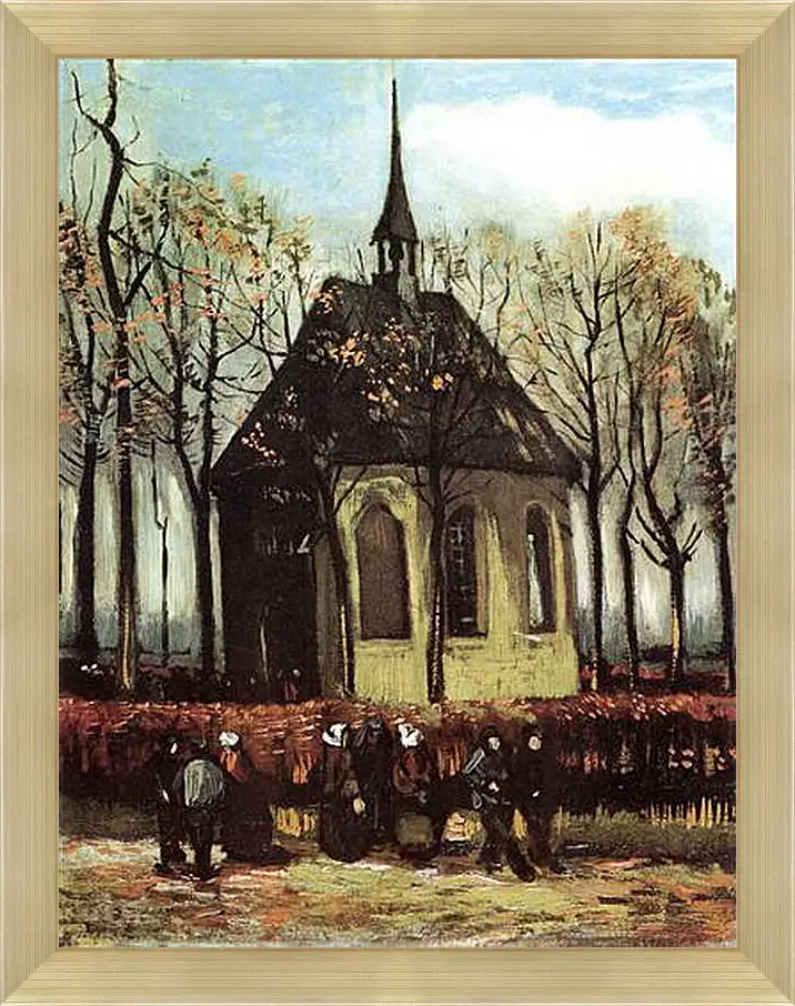 Картина в раме - Congregation Leaving the Reformed Church in Nuenen. Винсент Ван Гог