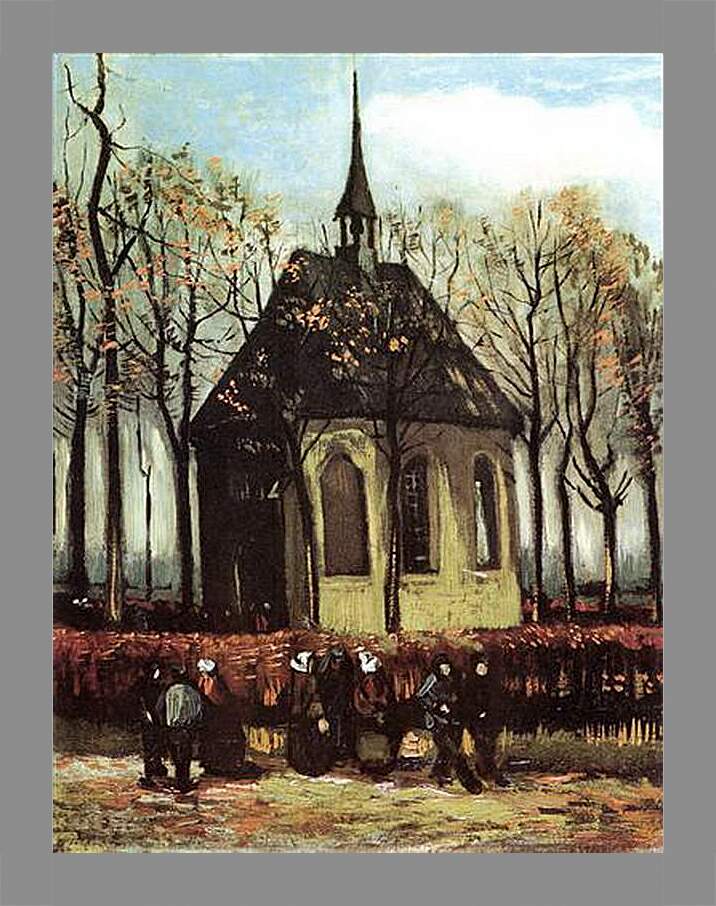 Картина в раме - Congregation Leaving the Reformed Church in Nuenen. Винсент Ван Гог