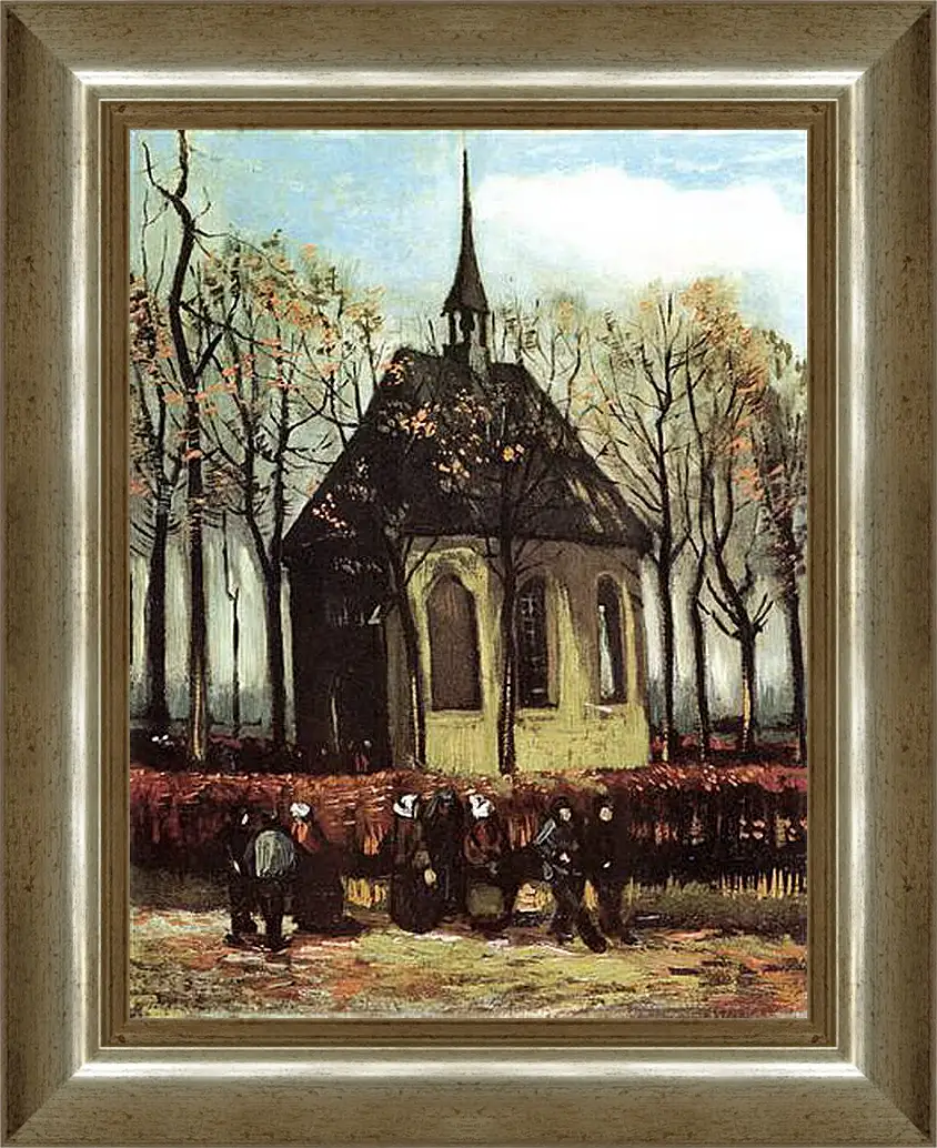 Картина в раме - Congregation Leaving the Reformed Church in Nuenen. Винсент Ван Гог