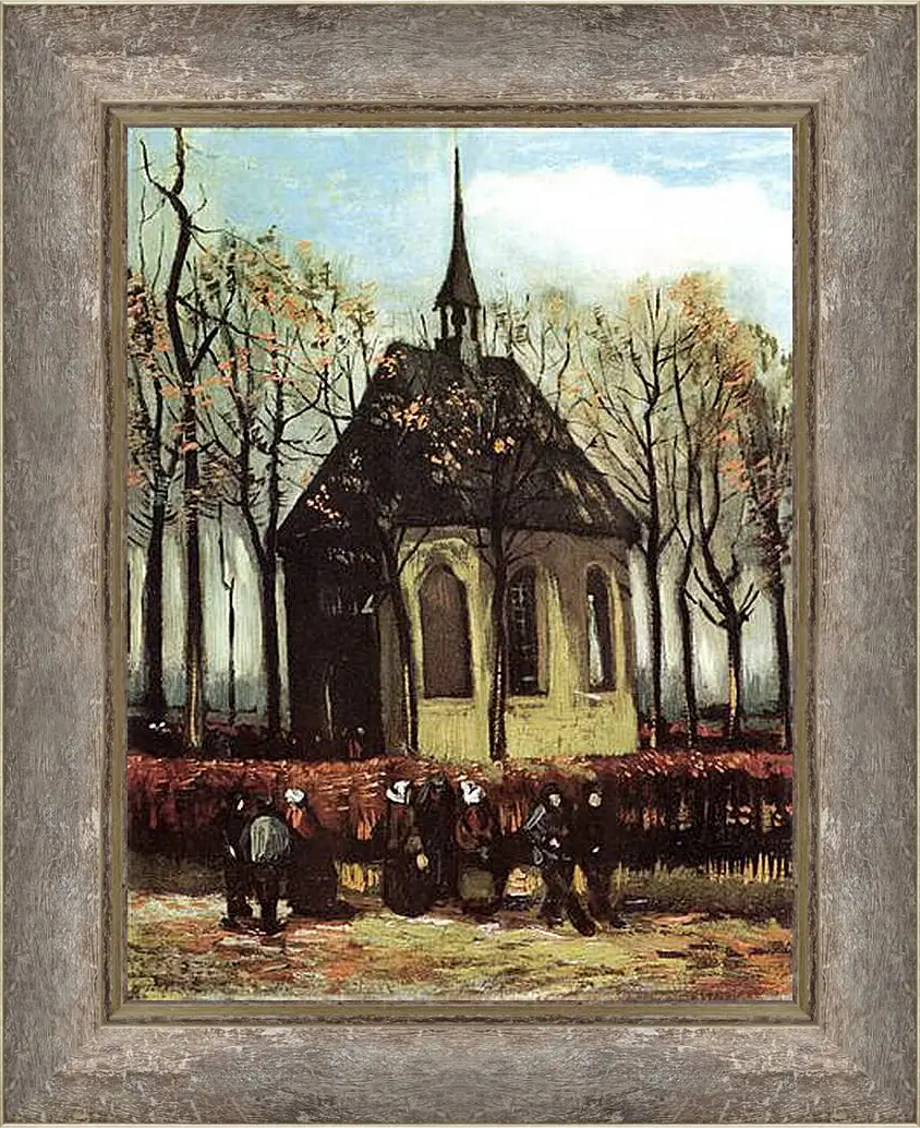 Картина в раме - Congregation Leaving the Reformed Church in Nuenen. Винсент Ван Гог