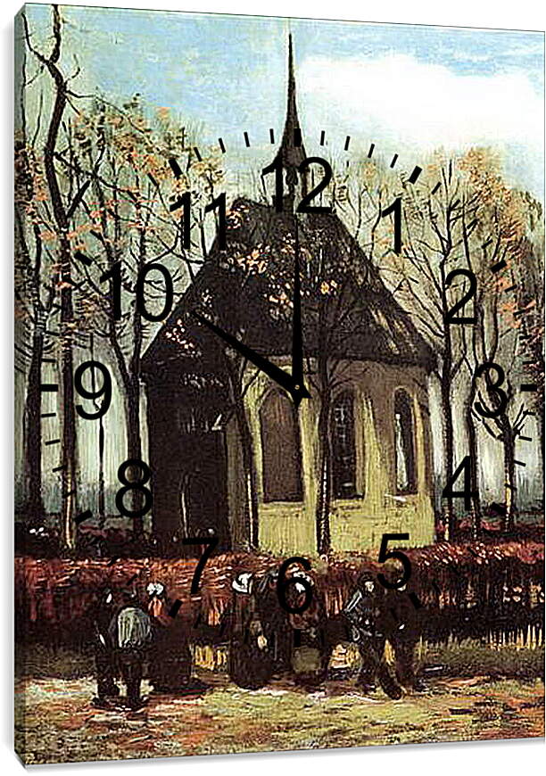 Часы картина - Congregation Leaving the Reformed Church in Nuenen. Винсент Ван Гог