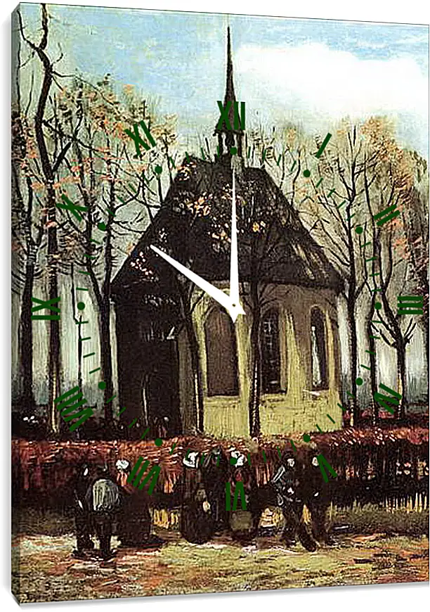 Часы картина - Congregation Leaving the Reformed Church in Nuenen. Винсент Ван Гог