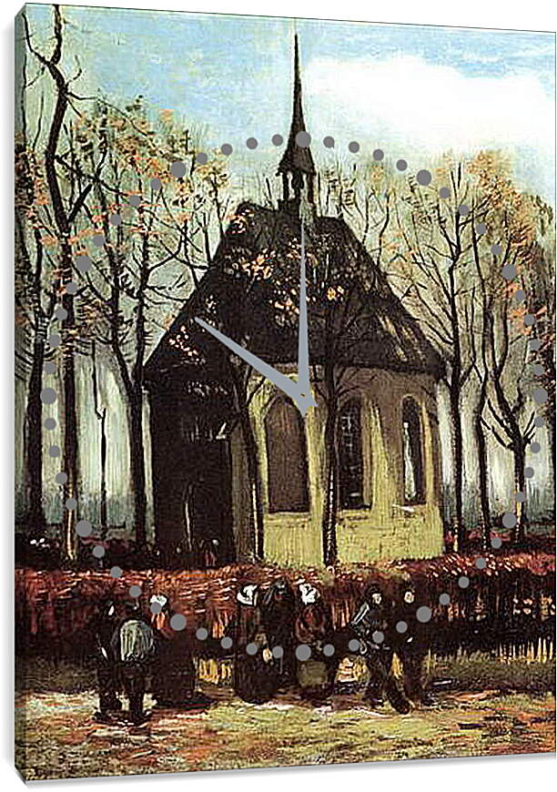 Часы картина - Congregation Leaving the Reformed Church in Nuenen. Винсент Ван Гог