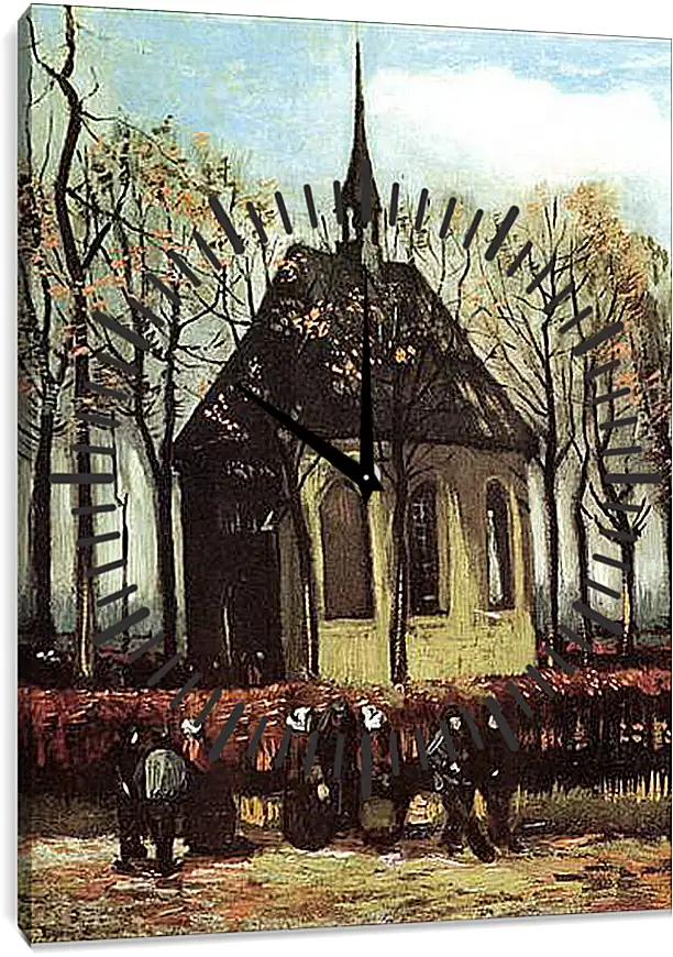 Часы картина - Congregation Leaving the Reformed Church in Nuenen. Винсент Ван Гог