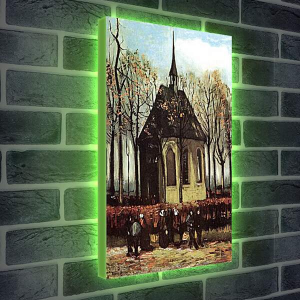 Лайтбокс световая панель - Congregation Leaving the Reformed Church in Nuenen. Винсент Ван Гог
