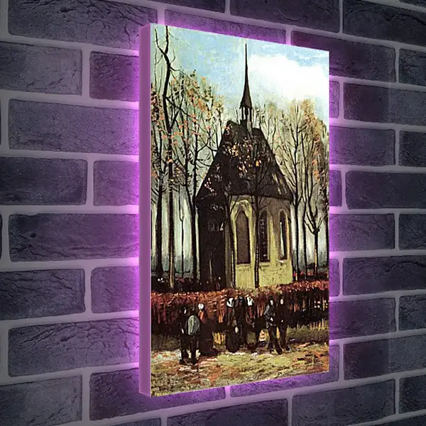 Лайтбокс световая панель - Congregation Leaving the Reformed Church in Nuenen. Винсент Ван Гог