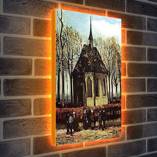 Лайтбокс световая панель - Congregation Leaving the Reformed Church in Nuenen. Винсент Ван Гог