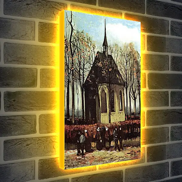 Лайтбокс световая панель - Congregation Leaving the Reformed Church in Nuenen. Винсент Ван Гог