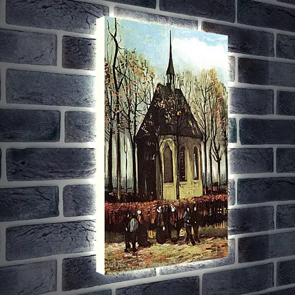 Лайтбокс световая панель - Congregation Leaving the Reformed Church in Nuenen. Винсент Ван Гог