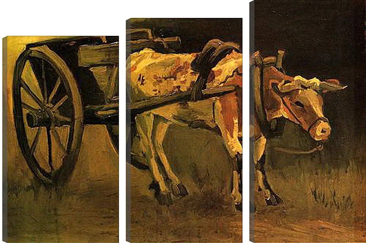 Модульная картина - Cart with Red and White Ox. Винсент Ван Гог