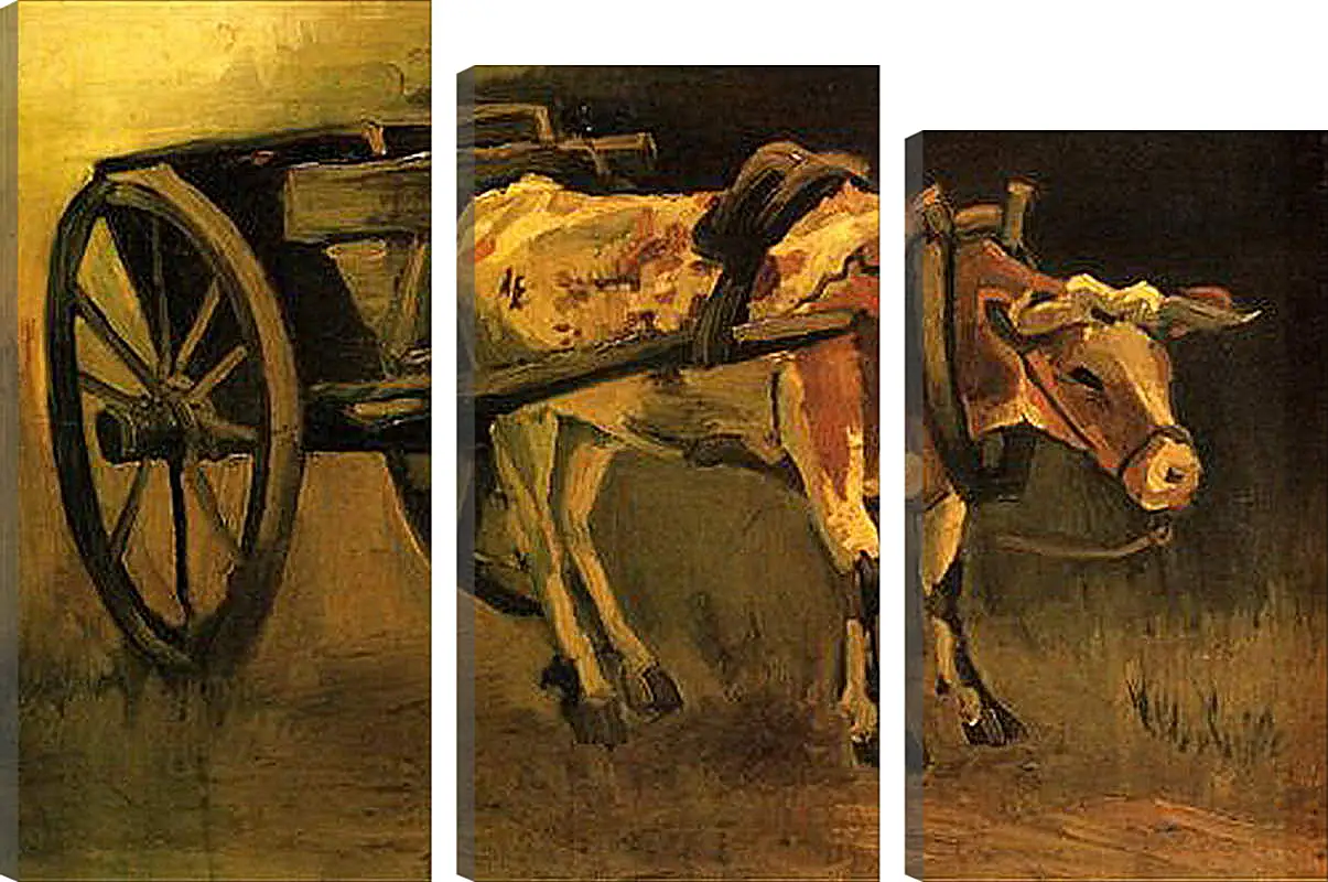 Модульная картина - Cart with Red and White Ox. Винсент Ван Гог