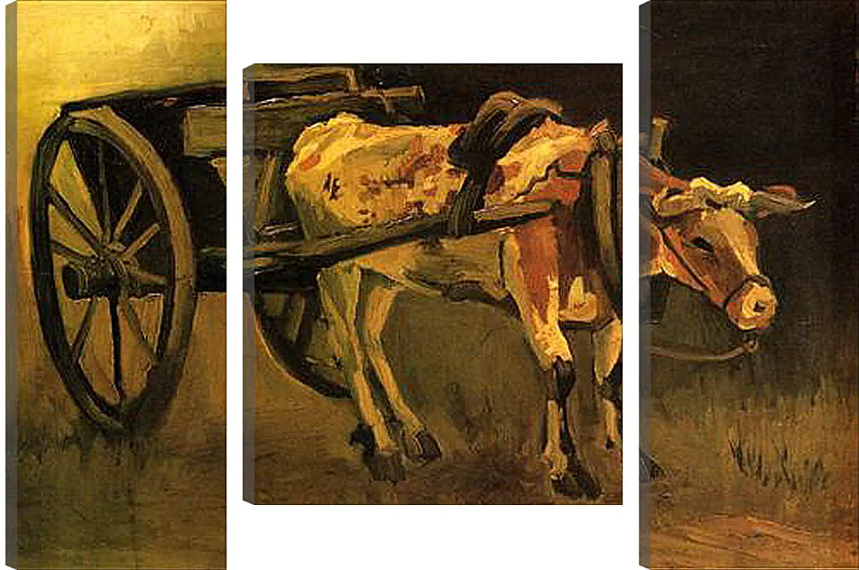 Модульная картина - Cart with Red and White Ox. Винсент Ван Гог