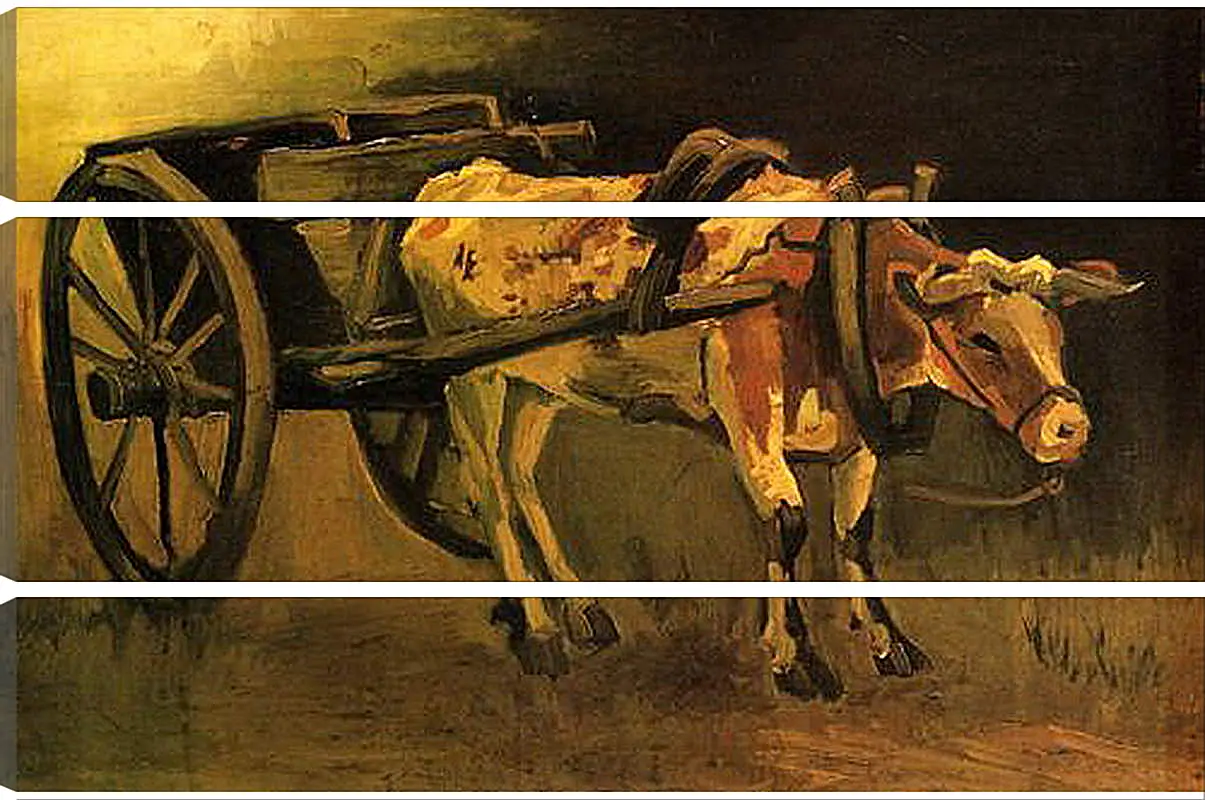 Модульная картина - Cart with Red and White Ox. Винсент Ван Гог