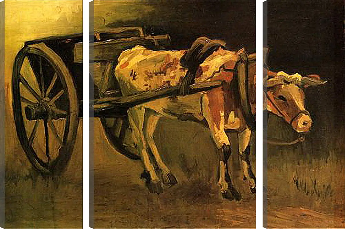 Модульная картина - Cart with Red and White Ox. Винсент Ван Гог