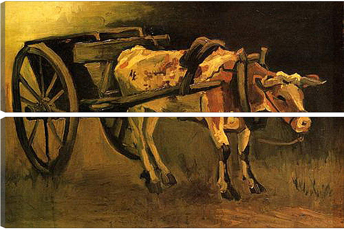 Модульная картина - Cart with Red and White Ox. Винсент Ван Гог