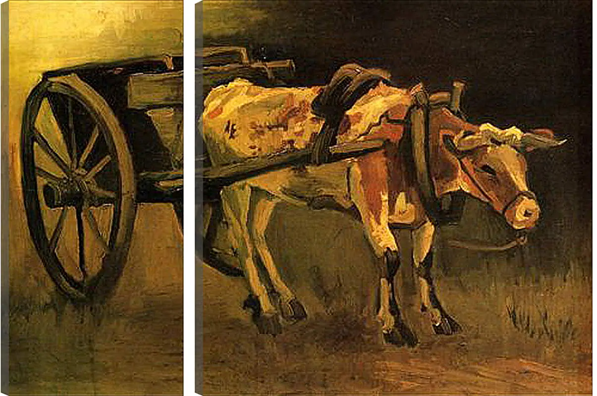 Модульная картина - Cart with Red and White Ox. Винсент Ван Гог