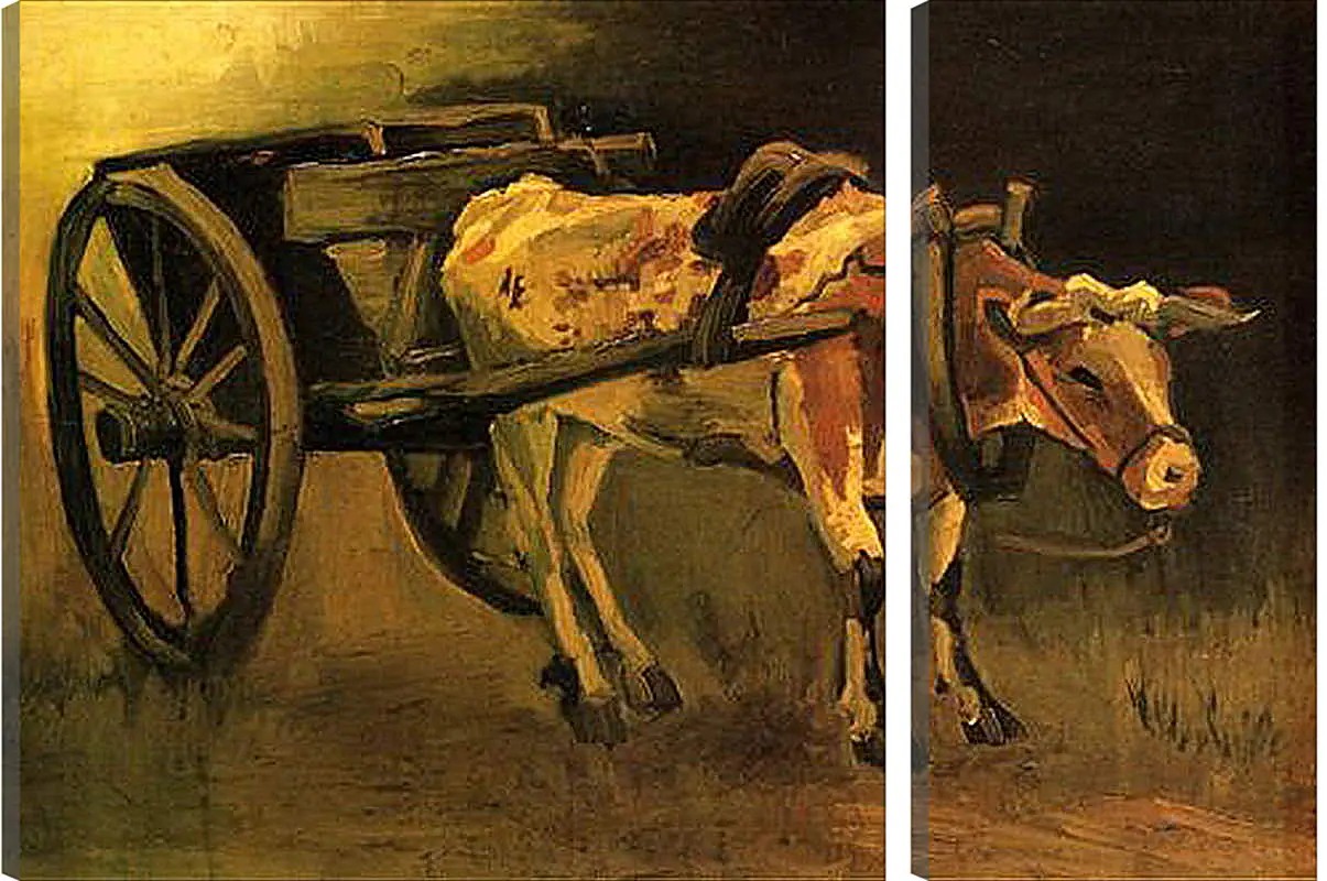 Модульная картина - Cart with Red and White Ox. Винсент Ван Гог