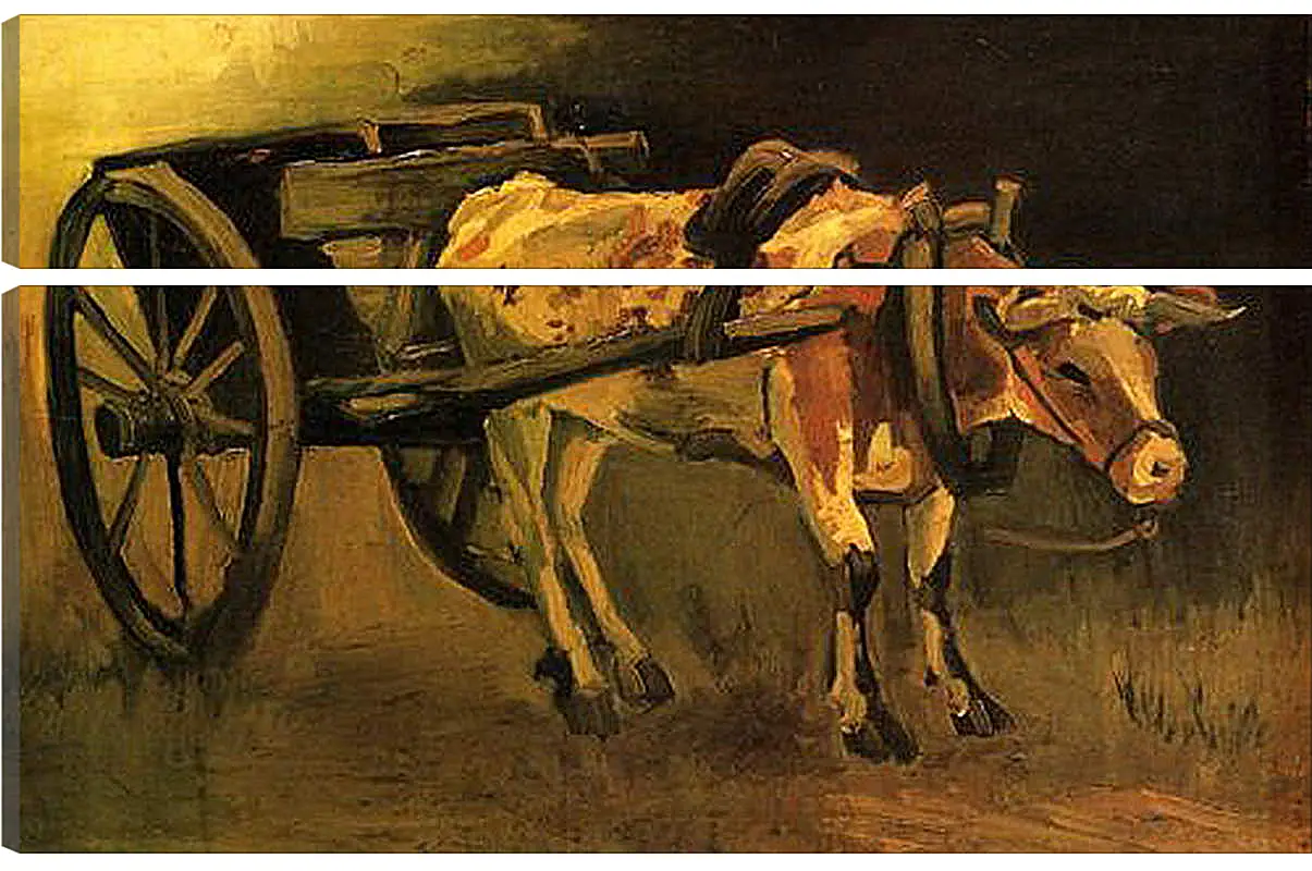 Модульная картина - Cart with Red and White Ox. Винсент Ван Гог