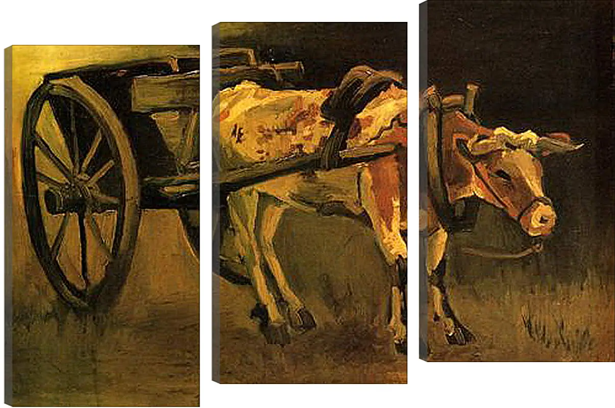 Модульная картина - Cart with Red and White Ox. Винсент Ван Гог