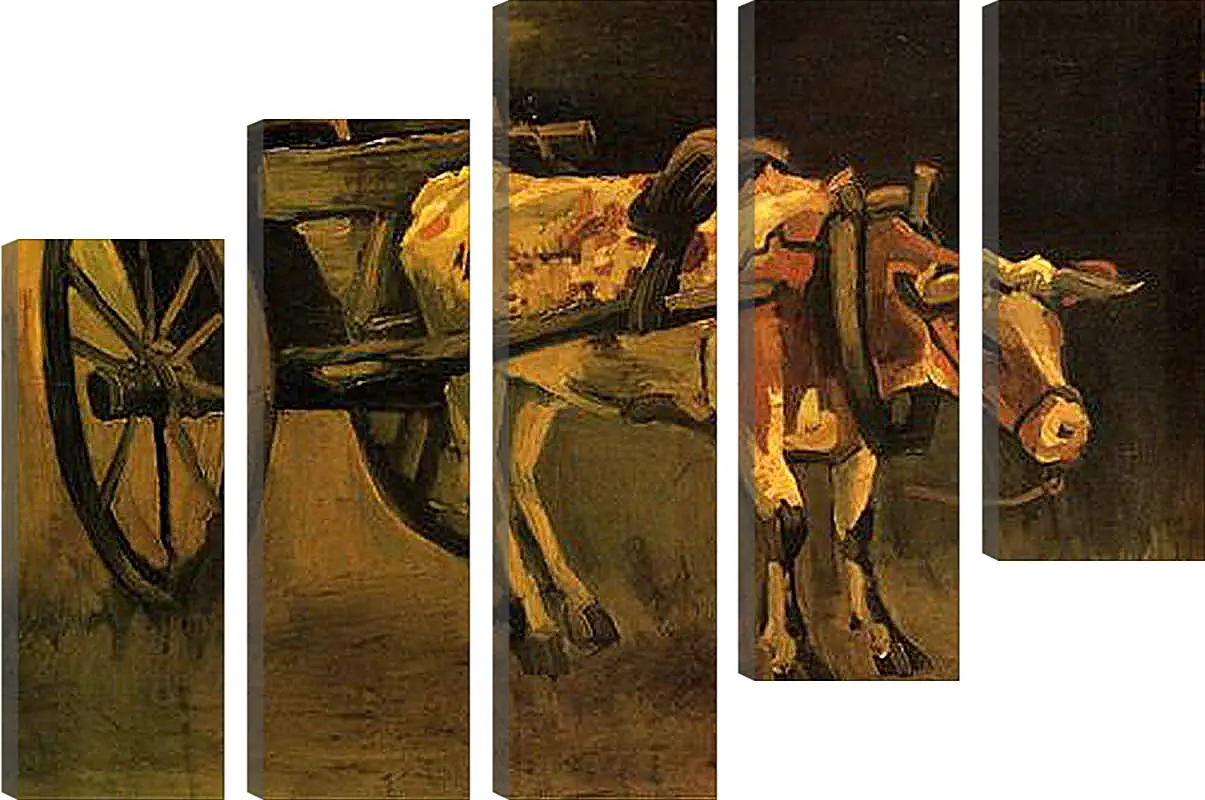 Модульная картина - Cart with Red and White Ox. Винсент Ван Гог