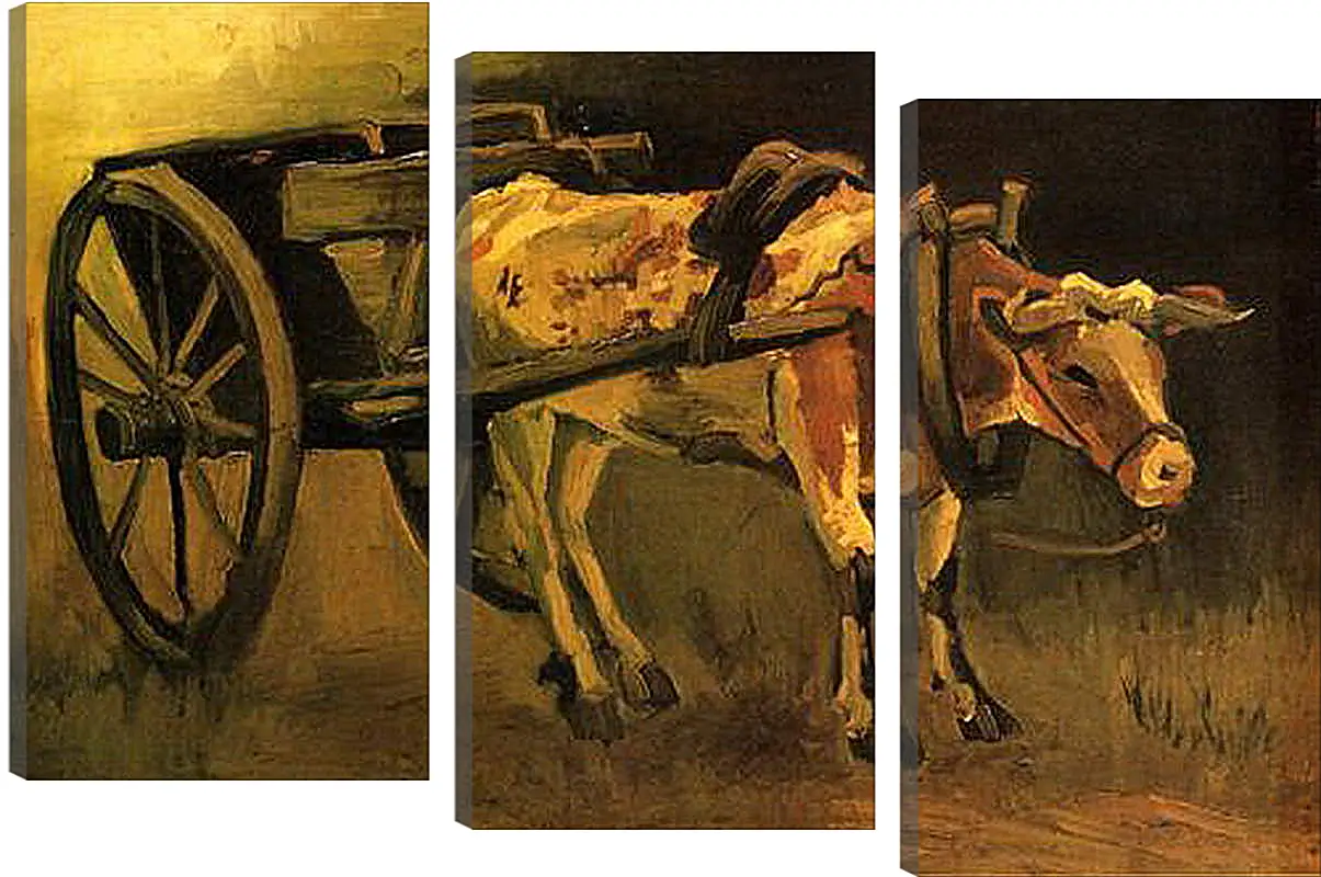 Модульная картина - Cart with Red and White Ox. Винсент Ван Гог