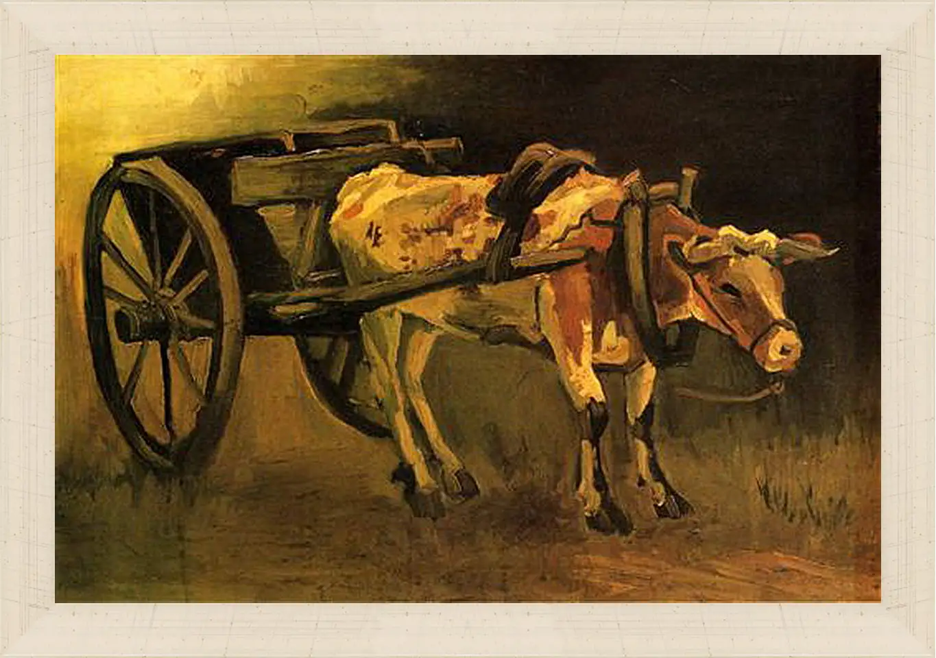 Картина в раме - Cart with Red and White Ox. Винсент Ван Гог