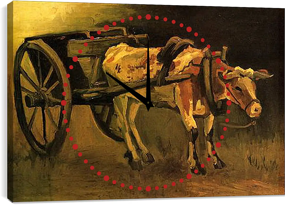 Часы картина - Cart with Red and White Ox. Винсент Ван Гог