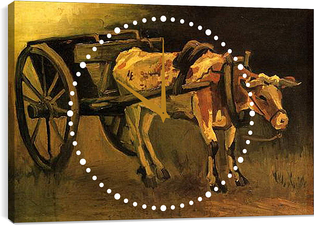 Часы картина - Cart with Red and White Ox. Винсент Ван Гог