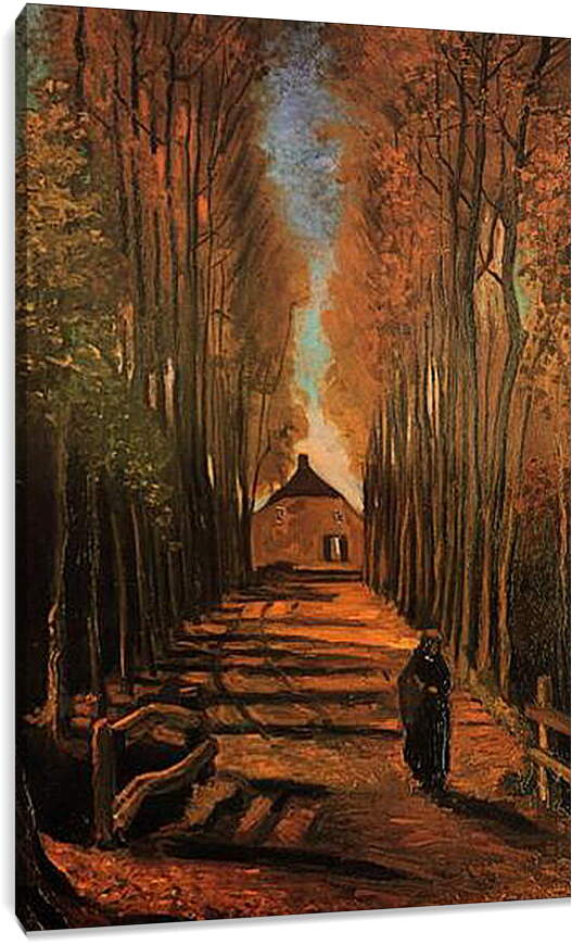 Постер и плакат - Avenue of Poplars in Autumn. Винсент Ван Гог