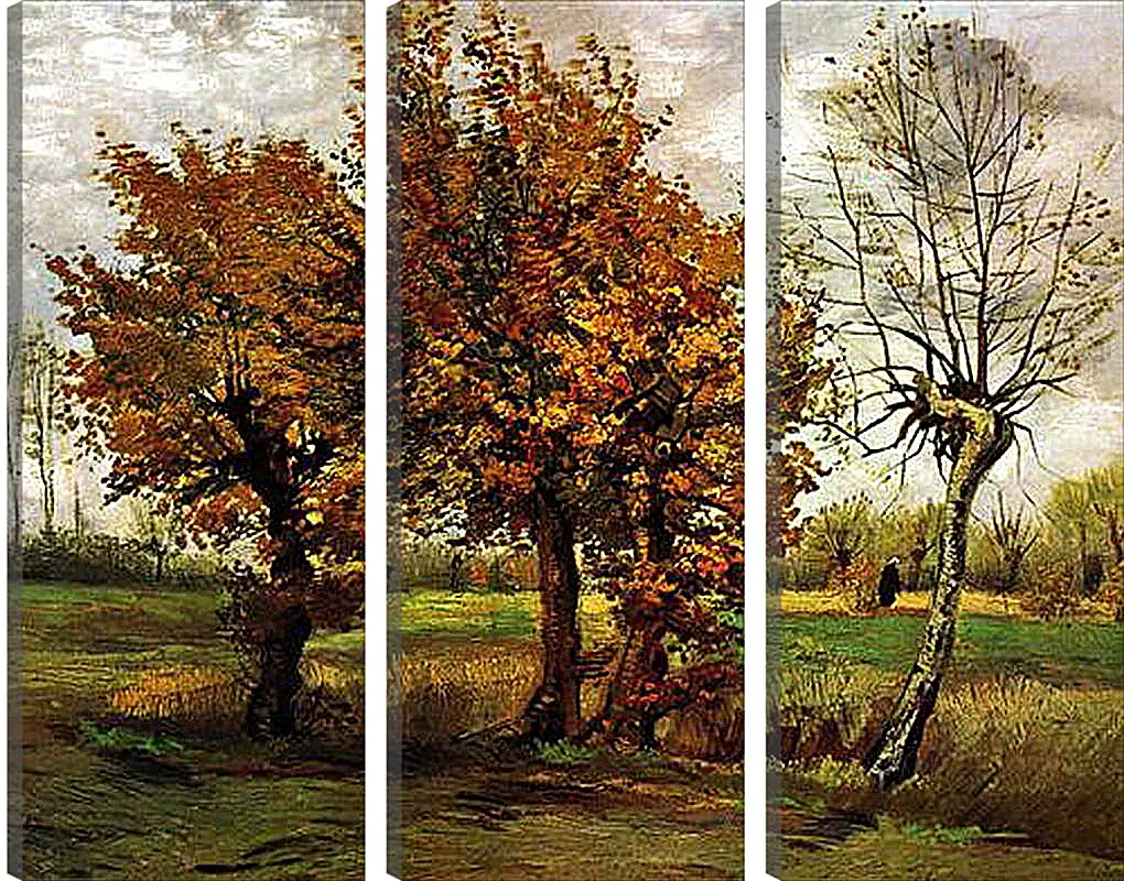 Модульная картина - Autumn Landscape with Four Trees. Винсент Ван Гог