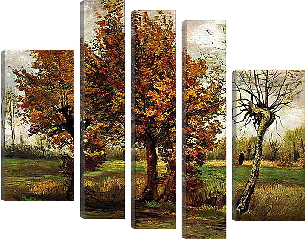 Модульная картина - Autumn Landscape with Four Trees. Винсент Ван Гог