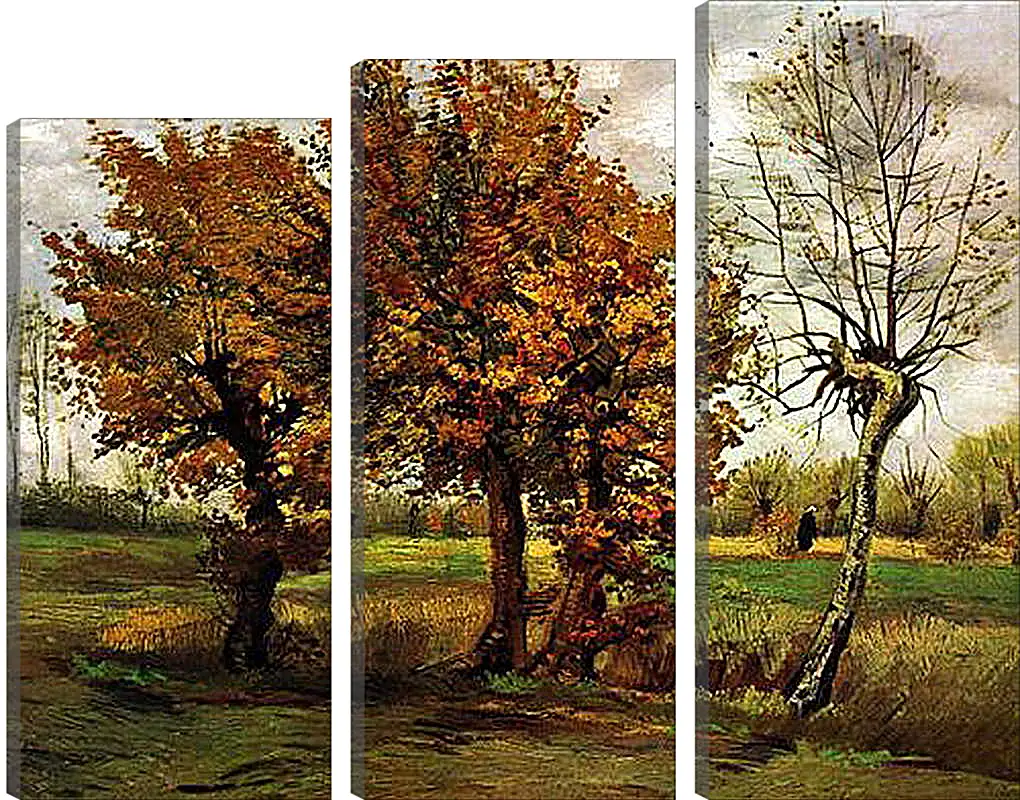 Модульная картина - Autumn Landscape with Four Trees. Винсент Ван Гог