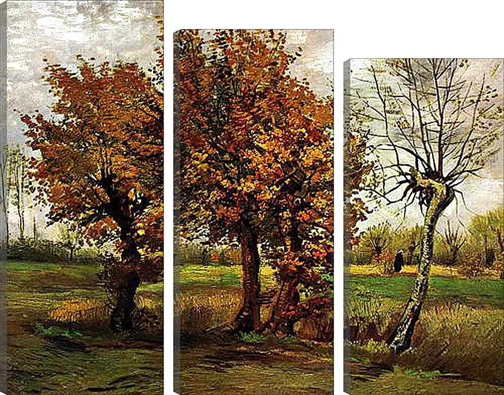 Модульная картина - Autumn Landscape with Four Trees. Винсент Ван Гог